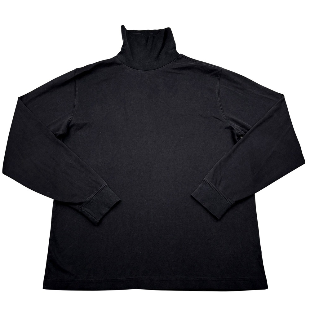 Lands End Mens Medium 38-40 Black 100 Cotton Long Sleeve Turtleneck Shirt Casual